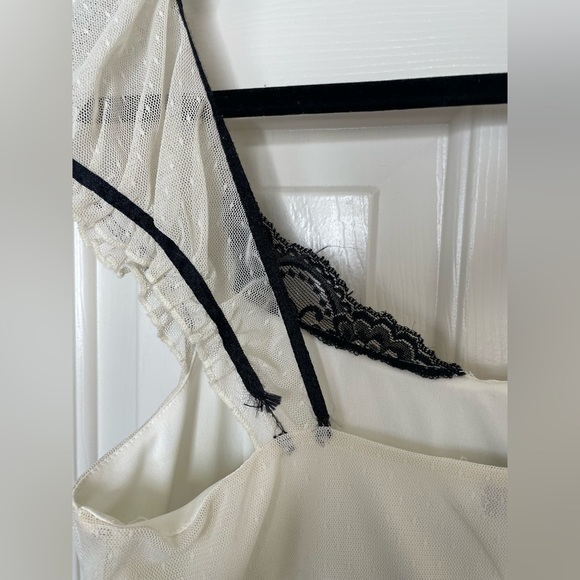 Vintage empire waist sheer cap sleeve cream & black lace Victorian Y2K dress | L - Picture 9 of 16